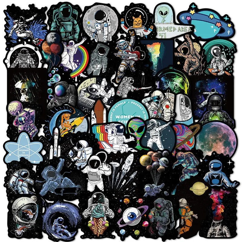 50pcs Astronaut Space Stickers for Helmet, Wall, DIY Decoration (Online Order Only)