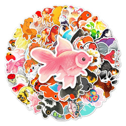 50Pcs Goldfish Cartoon Waterproof Vinyl Stickers for Skateboard Snowboard (Online Order Only)
