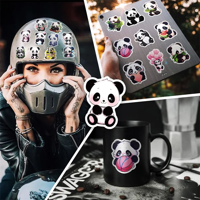 10/30/50PCS Cute Panda PVC Sticker Aesthetic Decoration Scrapbooking Korean Stationery DIY Hand Accounting School Supplies (ONLINE ORDER ONLY)