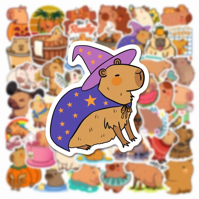 10/30/50PCS Cute Capybara PVC Sticker Aesthetic Children's Decoration Scrapbooking Sketchbook Korean Stationery School Supplies (ONLINE ORDER ONLY)