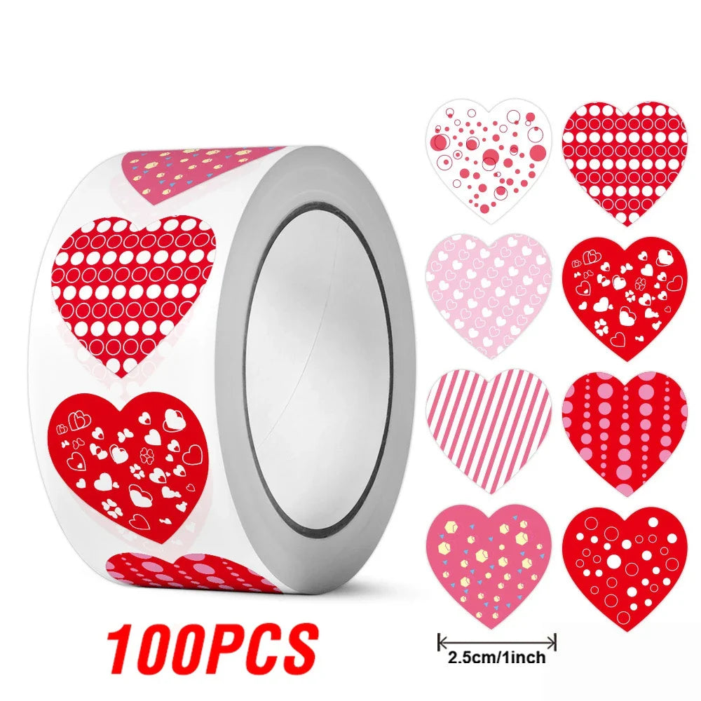 100-500pcs Heart-shaped Wedding Sticker Label Self-adhesive Sealing Decoration Sticker Invitation Label Birthday Party Stickers (ONLINE ORDER ONLY)