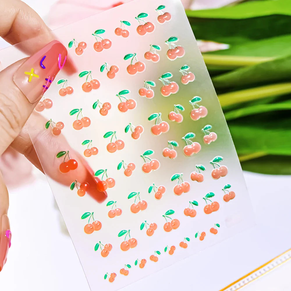 1Pc Summer Nail Art Sticker Lemon Nail Decal Nail Art Supplies Cute Fruit Strawberry Cherry Watermelon Avocado Lemon Nail Design (ONLINE ORDER ONLY)