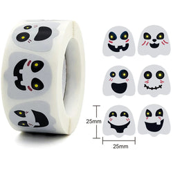 500pcs/roll Halloween Sticker Ghost Labels Gift Candy Bags Seal Stickers Halloween DIY Package Paper Sticker Party Decoration (Online Order Only)