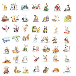 50pcs Retro Cute Cartoon Animal Bunny Rabbit Stickers For Luggage Laptop Water Bottle Phone Waterproof Graffiti Vinyl Decals (ONLINE ORDER ONLY)