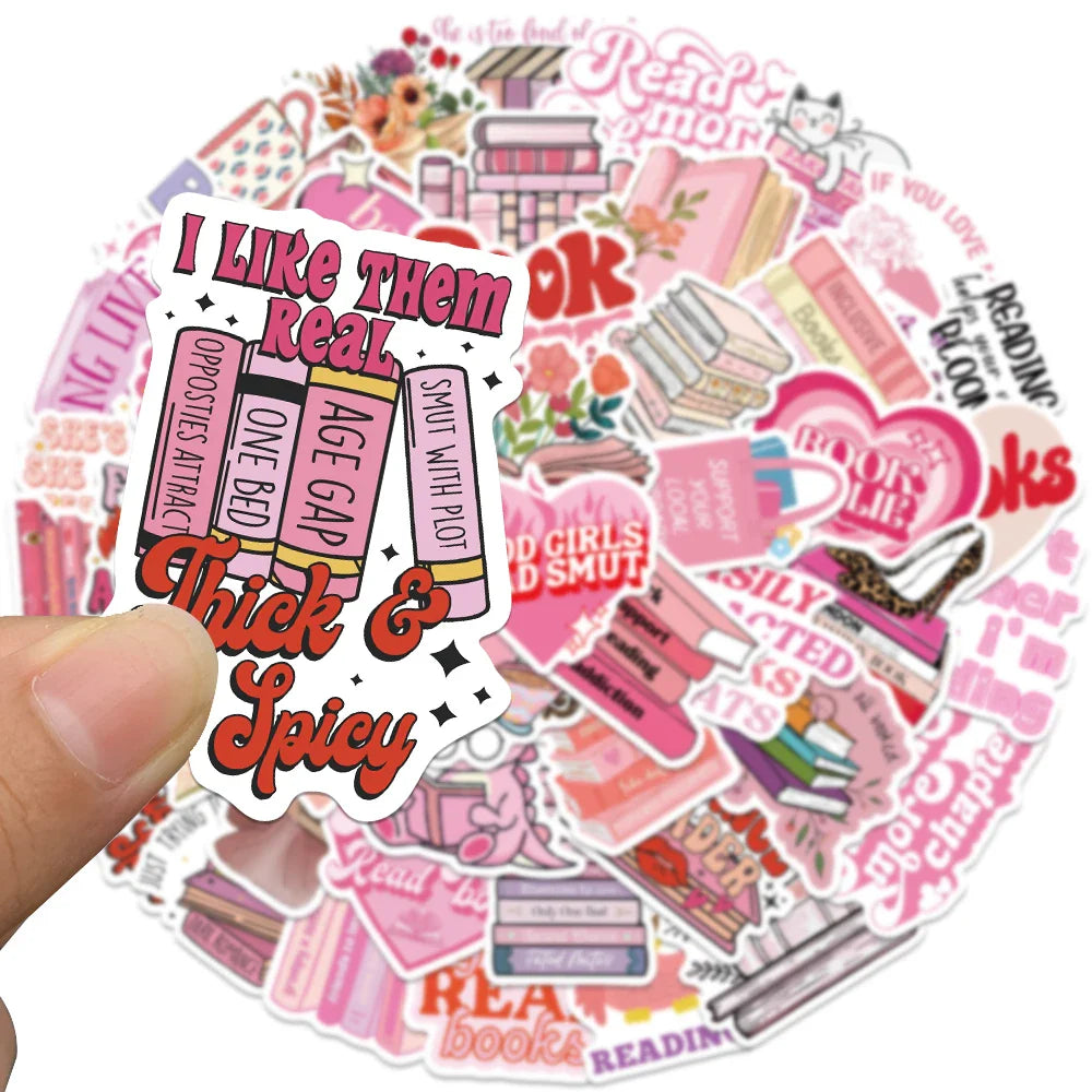 50PCS Pink Smut Bookish Reader Love Cute Girls Sticker Aesthetic Decoration for Kindle Ipad Phone Laptop Diary Decor Sticker (ONLINE ORDER ONLY)
