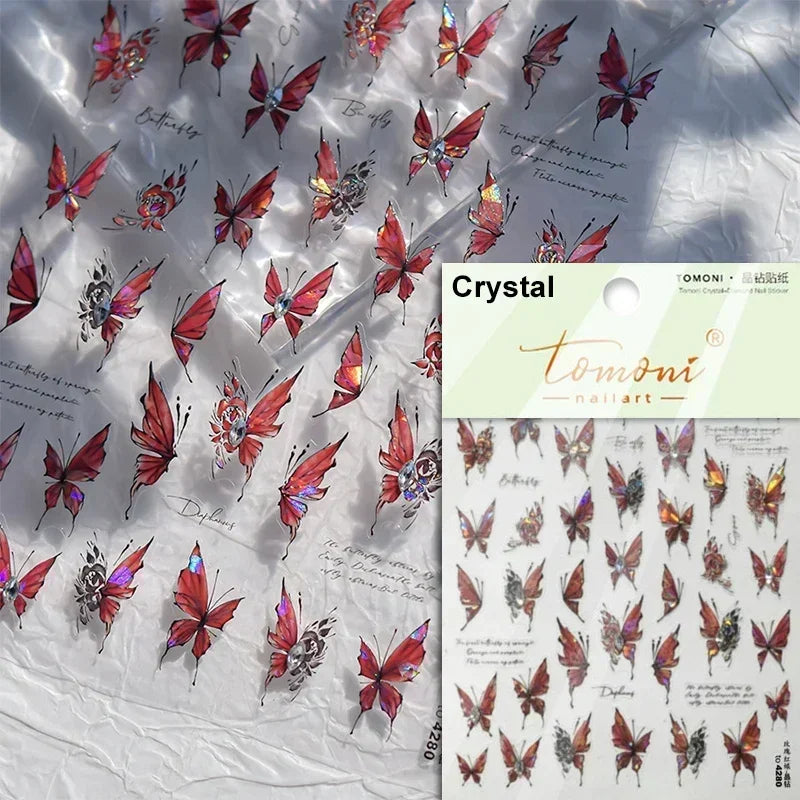 Dreamy Chic Butterfly Flower Bowknot Square Rhinestone Crystal 5D Self Adhesive Nail Art Stickers Fantasy Shiny Manicure Decals (ONLINE ORDER ONLY)
