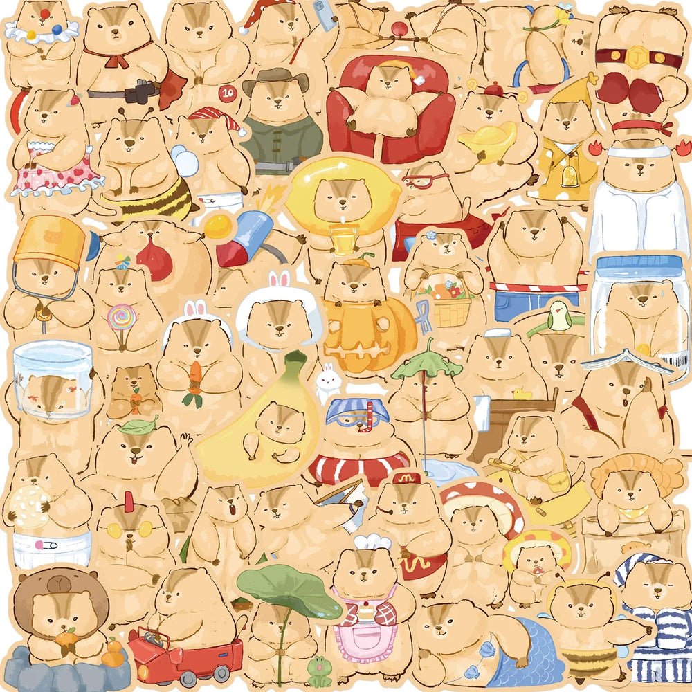 Cute Marmot Stickers 10/30/50PCS Cartoon Animal Decals Waterproof for Laptop Guitar Skateboard (ONLINE ORDER ONLY)