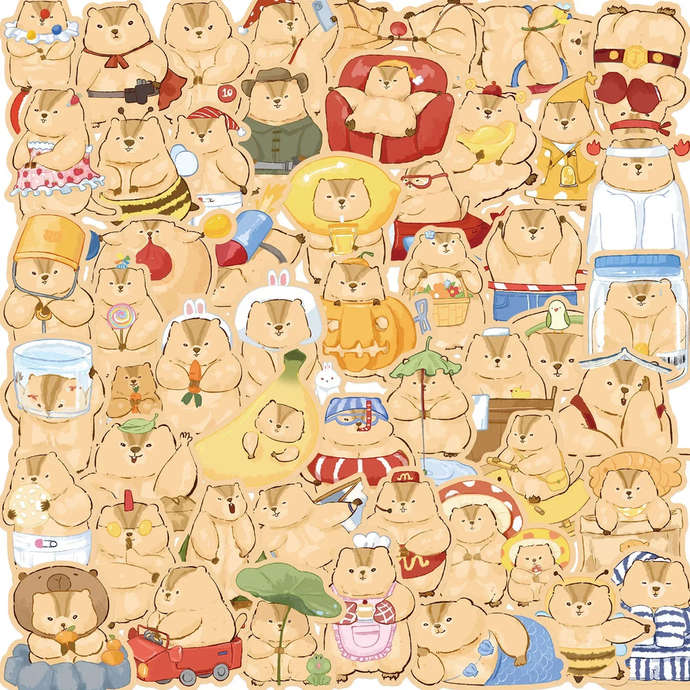 Cute Marmot Stickers 10/30/50PCS Cartoon Animal Decals Waterproof for Laptop Guitar Skateboard (ONLINE ORDER ONLY)
