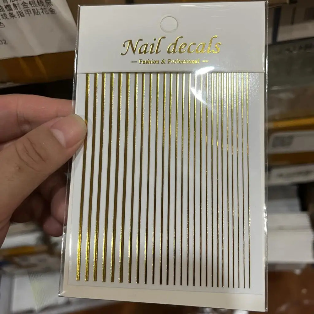 1Pc Laser Silver Gold Lines Stripe Nail Sticker Metal Strip Luxury Nails Slider Self Adhesive Slider Papers Transfer Stickers *& (Online Order Only)
