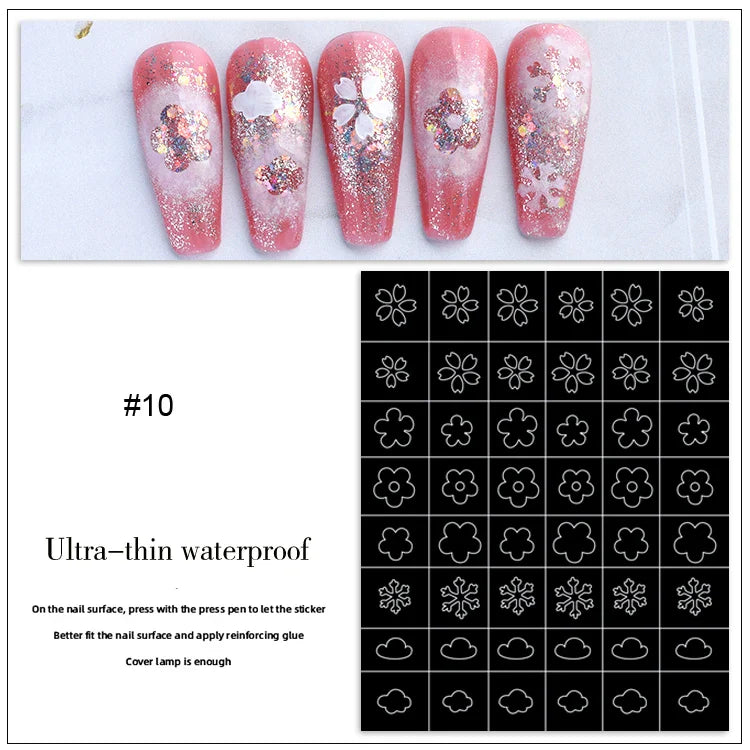 1PC Hollow Airbrush Design Nail Art Hollow Stencils Sticker Love Star Snowflake Butterfly Butterfly French Decal Slider Decors * (Online Order Only)
