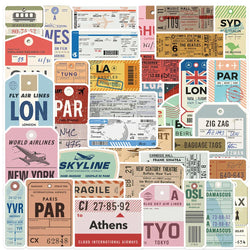 Vintage Boarding Pass Stickers: 10/20/40pcs Waterproof Decals for Laptop, Skateboard, Car, Phone (Online Order Only)
