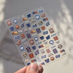 Round Jeans Square Sexy Blue Series Cowboy Lucky Beautiful Letter Self Adhesive Nail Art Sticker Pearl Rhinestone Manicure Decal (ONLINE ORDER ONLY)
