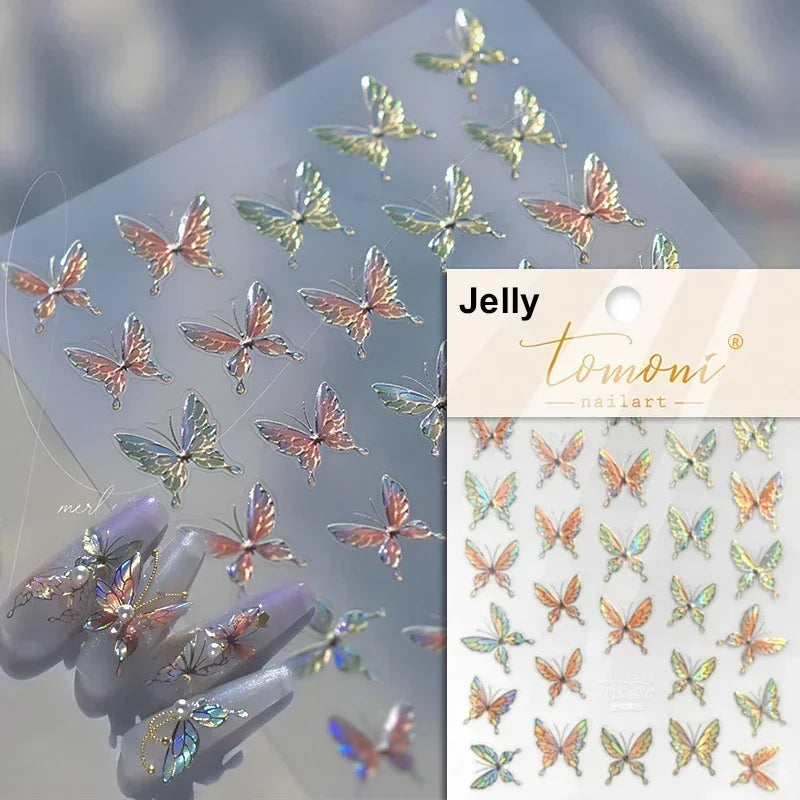 Dreamy Chic Butterfly Flower Bowknot Square Rhinestone Crystal 5D Self Adhesive Nail Art Stickers Fantasy Shiny Manicure Decals (ONLINE ORDER ONLY)
