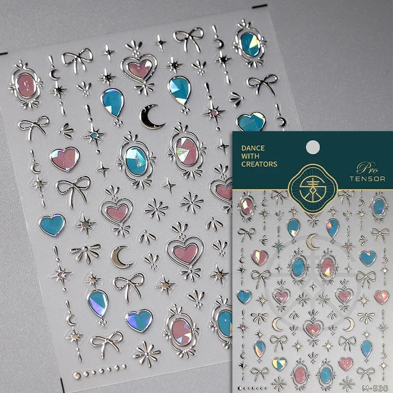 Dreamy Moon Star Cloud Butterfly Starrylight Rhinestone 5D Soft Embossed Relief Nail Art Sticker 3D Decal Decoration Manicure (ONLINE ORDER ONLY)