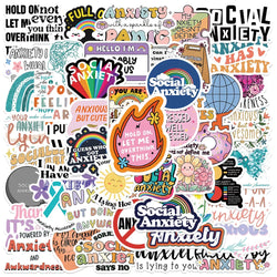 50PCS Social Anxiety Sensory Stickers Waterproof DIY Art Decals for Journal, Motorcycle, Car, Phone, Laptop, Luggage, Fridge (Online Order Only)