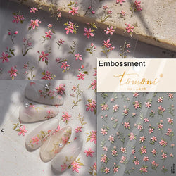 Dried Flowers Rose Butterfly Love Heart Golden Stroke Flying Crane Silver Adhesive Nail Art Stickers Rhinestone Manicure Decals (ONLINE ORDER ONLY)