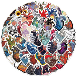 Cartoon Heart Graffiti Stickers for Suitcase, Skateboard, Laptop, Luggage, Phone - 10/30/52Pcs DIY Decals (ONLINE ORDER ONLY)