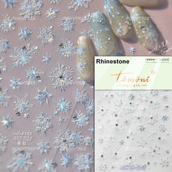 Shiny Pink Silver Hot Stamping Snow Adhesive Nail Art Sticker Snowflake Rhinestone Manicure Decal Nail Supplies for Professional (Online Order Only)