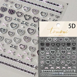 Geometric French Style Colorful Square Grid Rhombus Line Stripe Bowknot 3D Self Adhesive Nail Art Stickers Shiny Manicure Decals (ONLINE ORDER ONLY)