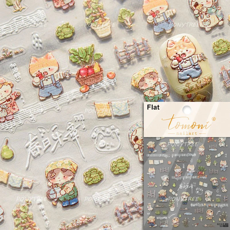 Cute Cat Cherry Sweet Cake Dog Butter Cookie Coffee Strawberry Jam Ice Cream Adhesive Nail Art Decoration Sticker Manicure Decal (Online Order Only)
