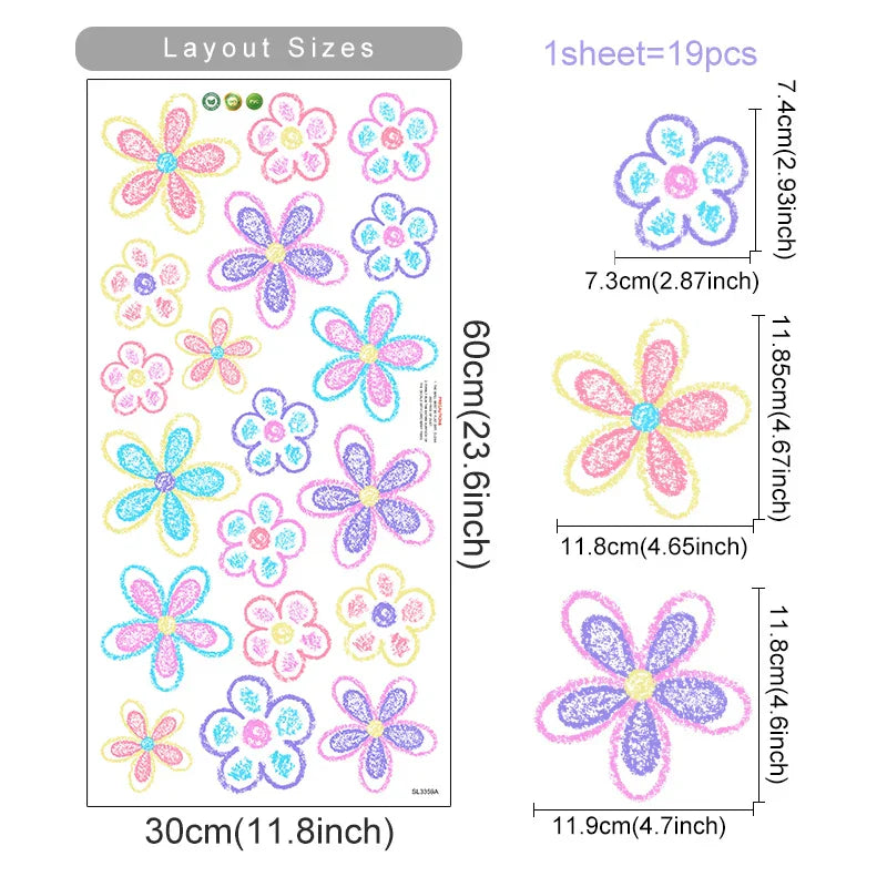 Daisy Flower Wall Stickers Bohemian Nursery Decor Removable Vinyl Decals (Online Order Only)