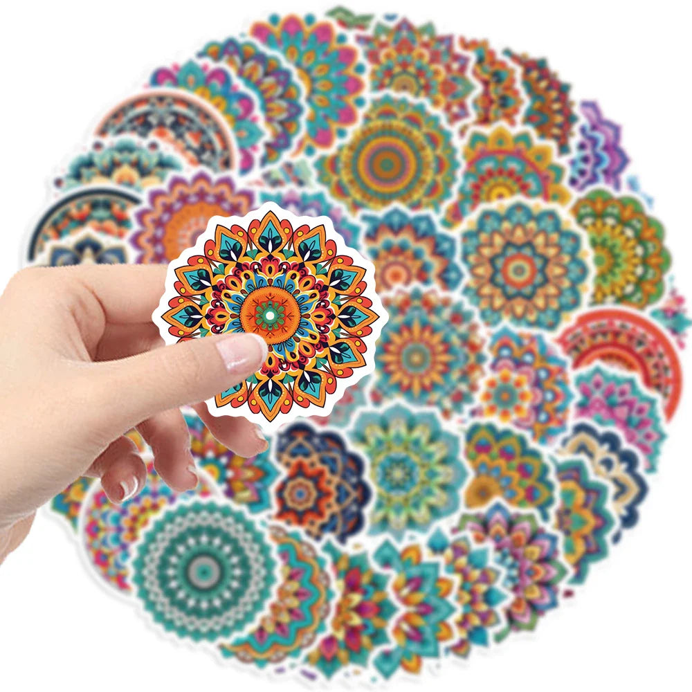 50pcs Mandala Flowers Cartoon Graffiti Stickers Decals Decoration DIY Skateboard Notebook Phone Laptop Cute Sticker (ONLINE ORDER ONLY)