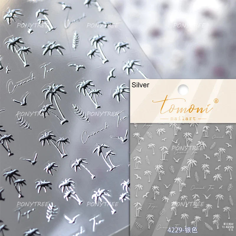 Summer Beach Bikini Watermelon Strawberry Ice Cream Soda Coconut Tree Fan Juice Crab Nail Art Decoration Stickers Manicure Decal (ONLINE ORDER ONLY)