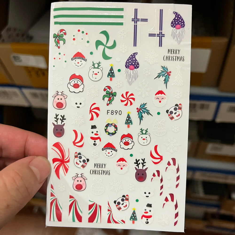 Merry Christmas Penguin Nail Art Sticker 3D Slider Deer Santa Claus Decal New Year Nail Decorations Sticker Manicure Accessories (ONLINE ORDER ONLY)