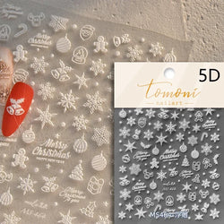 Shiny White Pink Blue Gold Snowflakes Hexagon Water Bubbles Winter 5D Self Adhesive Nail Art Stickers Rhinestone Manicure Decals (ONLINE ORDER ONLY)
