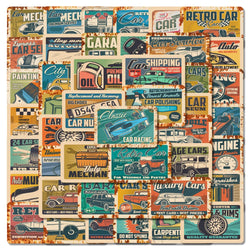 Retro Racing Car Stickers: 10/30/50PCS Waterproof Decals for Skateboard, Motorcycle, Laptop, Phone (Online Order Only)