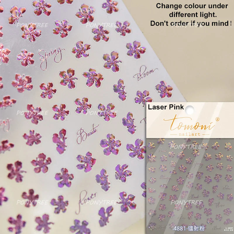 Lovely Colored Flower Fried Egg Petal Love Heart Cartoon Pink Yellow Purple Blue Delicate Charm Nail Art Stickers Manicure Decal (ONLINE ORDER ONLY)