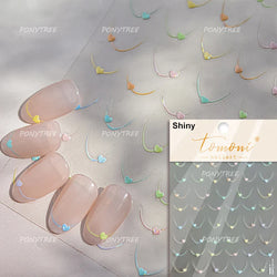 Line Love Heart Arc French Romantic Curve Punk Attitudinal Hollow Geometric Figure Adhesive Nail Art Stickers Manicure Decals (Online Order Only)