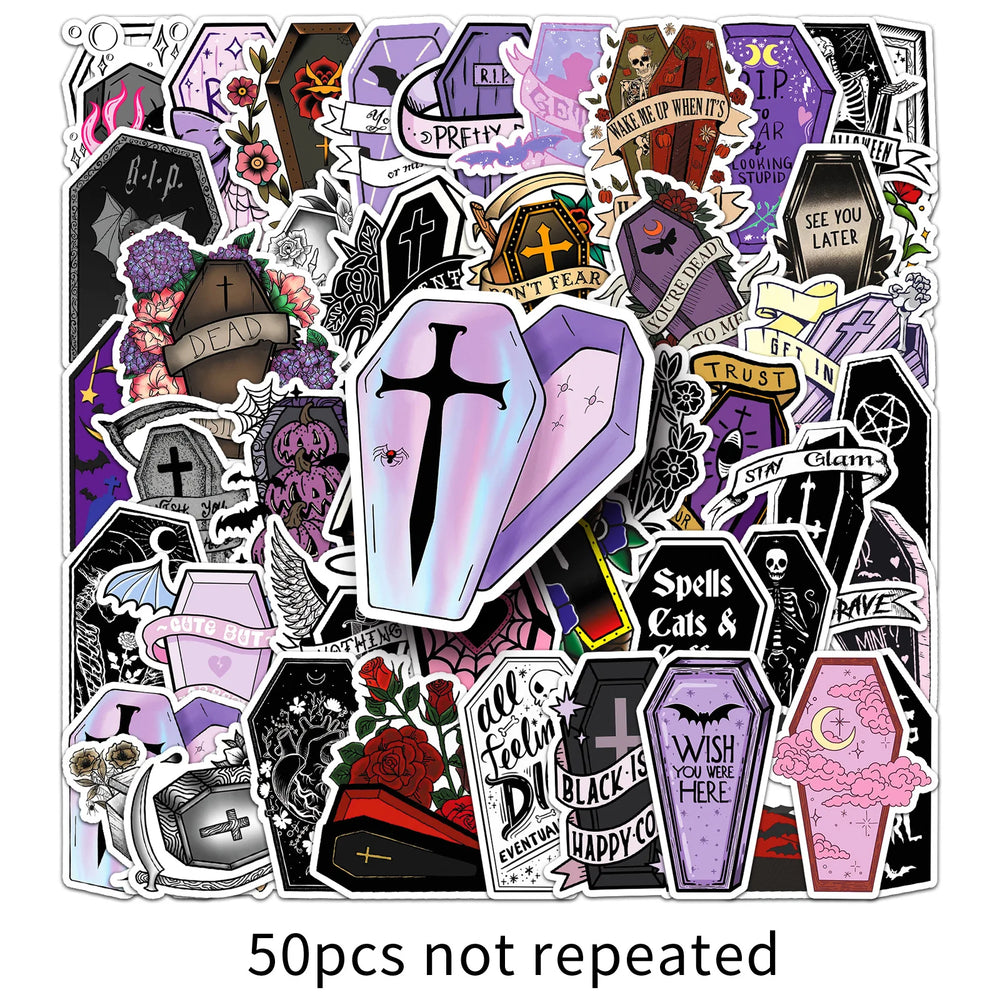 Gothic Halloween Vampire Coffin Stickers Waterproof PVC Skateboard Notebook Decor (ONLINE ORDER ONLY)