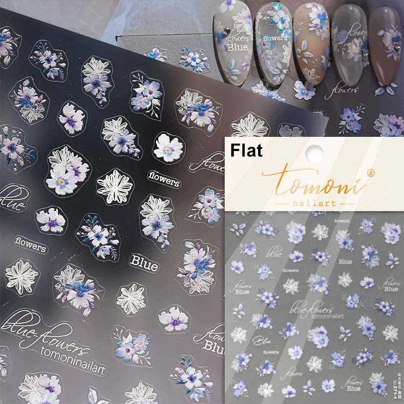 Dried Flowers Rose Butterfly Love Heart Golden Stroke Flying Crane Silver Adhesive Nail Art Stickers Rhinestone Manicure Decals (ONLINE ORDER ONLY)