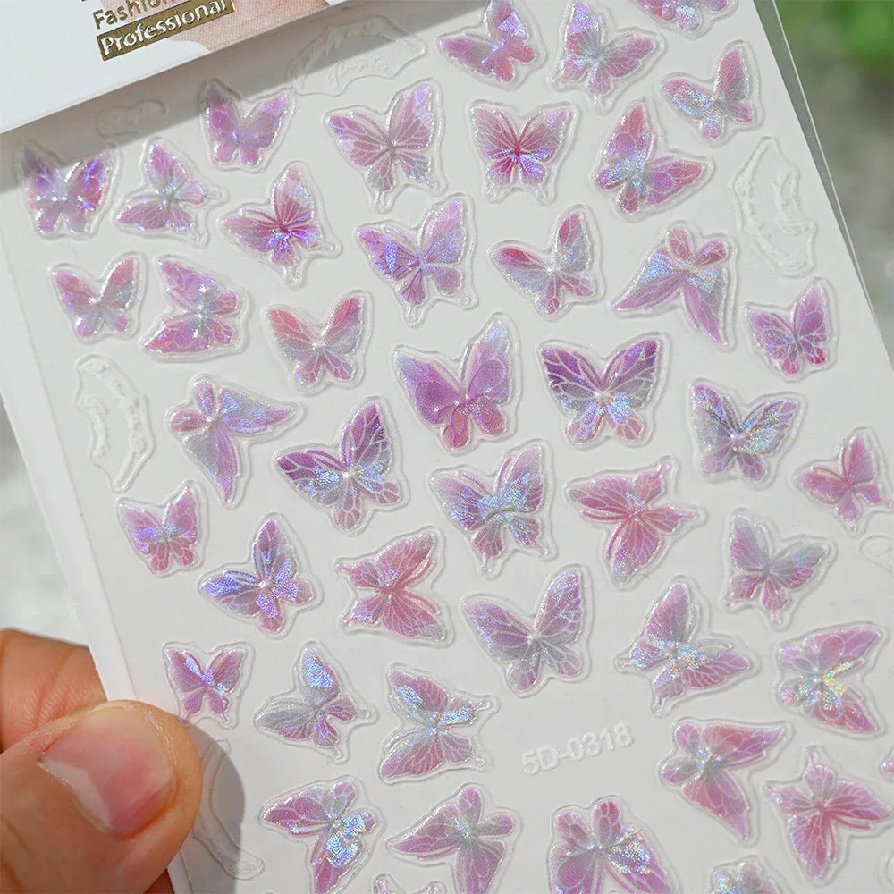 1pcs Pink Christmas Nail Stickers Shiny Shell Light Nail Art Parts Stickers Cute Snowflakes Star Wreath Nail Decorations Decals* (ONLINE ORDER ONLY)