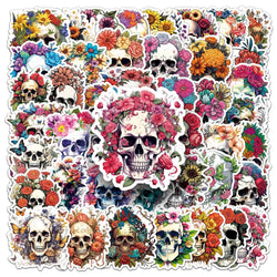 Flower Skull Art Stickers for Phone, Laptop, Luggage, Skateboard, Toy (ONLINE ORDER ONLY)