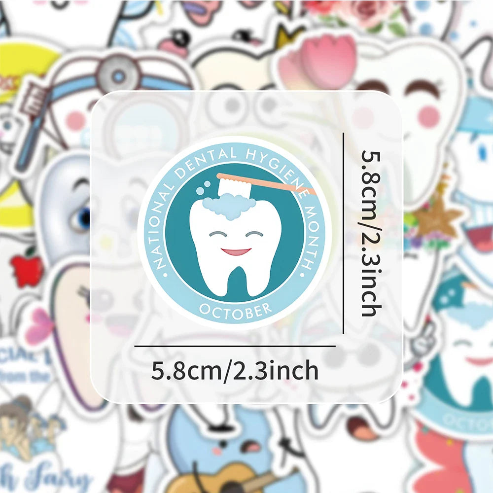 10/30/50pcs Cute Funny Cartoon Protect Teeth Graffiti Stickers Kawaii Laptop Phone Suitcase Decoration Stationery Sticker Toys (ONLINE ORDER ONLY)