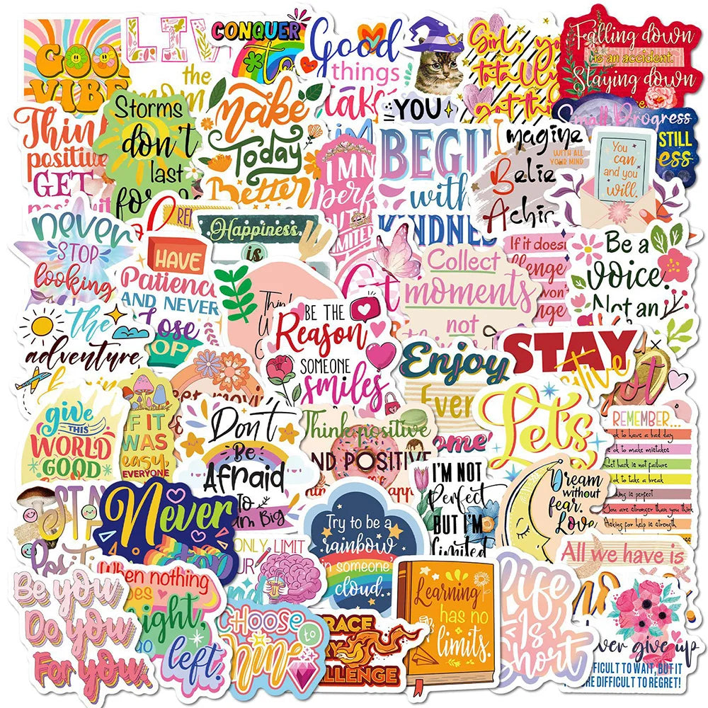 10/30/50/100pcs Cute INS Inspirational Quote Graffiti Stickers Decals Laptop Notebook Phone Suitcase Stationery Sticker Kids Toy (ONLINE ORDER ONLY)