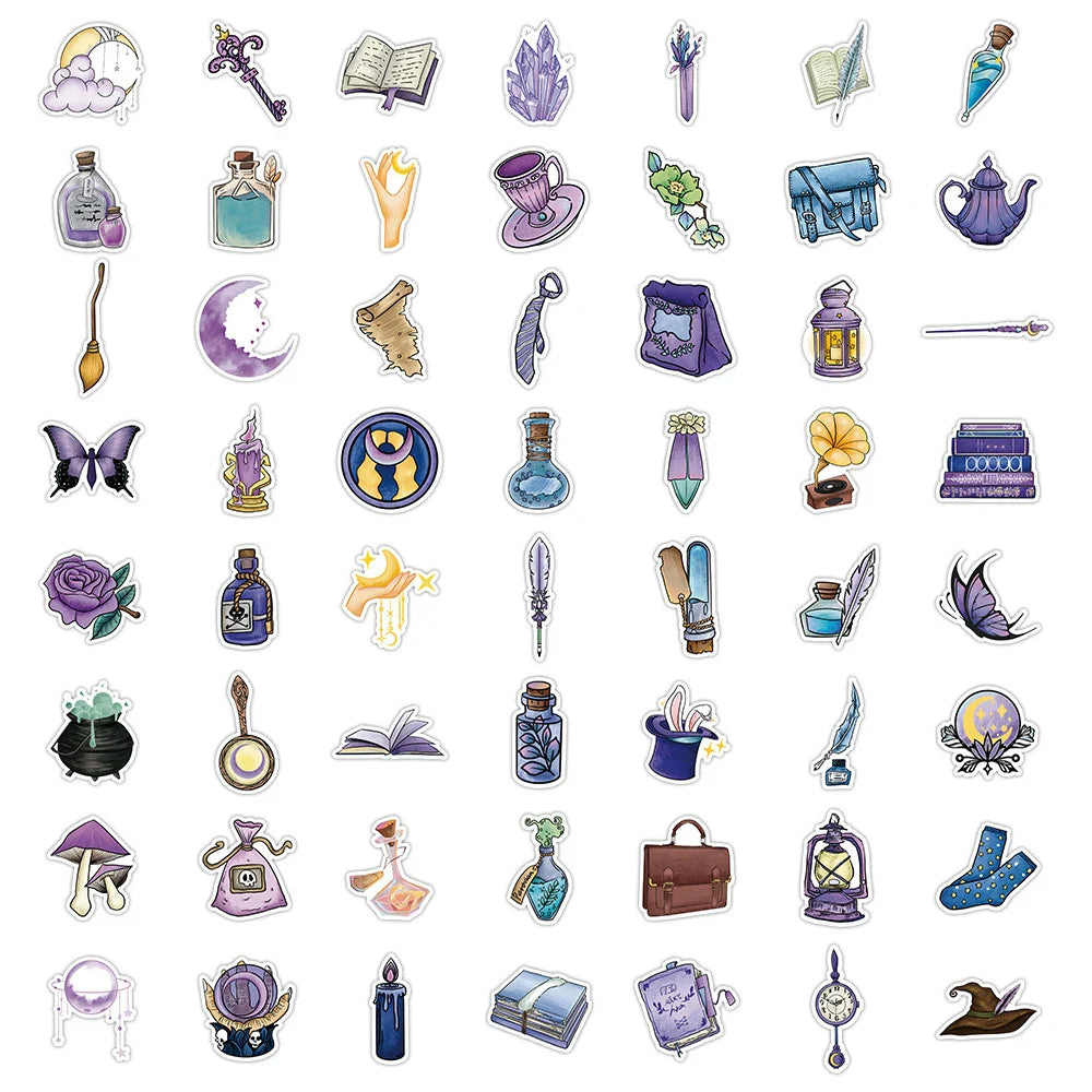 10/30/50/100pcs Cool Cartoon Gothic Magic Stickers Aesthetic Decals Laptop Phone Suitcase Guitar Car Waterproof Sticker Kids Toy (ONLINE ORDER ONLY)