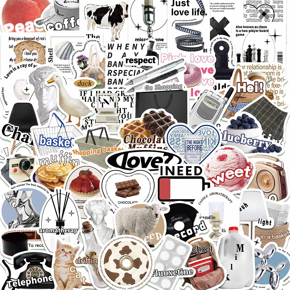 10/25/55pcs Cartoon Ins Style Cute Graffiti Anime Stickers Luggage Diy Skateboard Laptop Helmet Guitar Sticker Decals Toys (ONLINE ORDER ONLY)