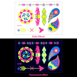 1pc Bohemia Fluorescent Sticker Luminous Temporary Tattoos Stickers UV Glow Fluorescent Tattoo Waterproof For Body Art Decals *& (Online Order Only)