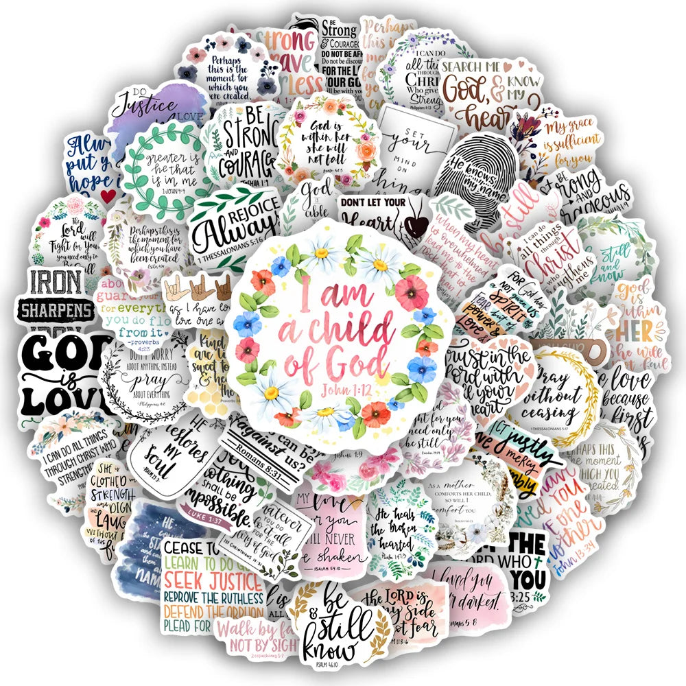 Inspirational Bible Verses Stickers Scripture Gospel Gift Decal Clipart for Laptop Phone Scrapbook Luggage Decorate Waterproof (ONLINE ORDER ONLY)