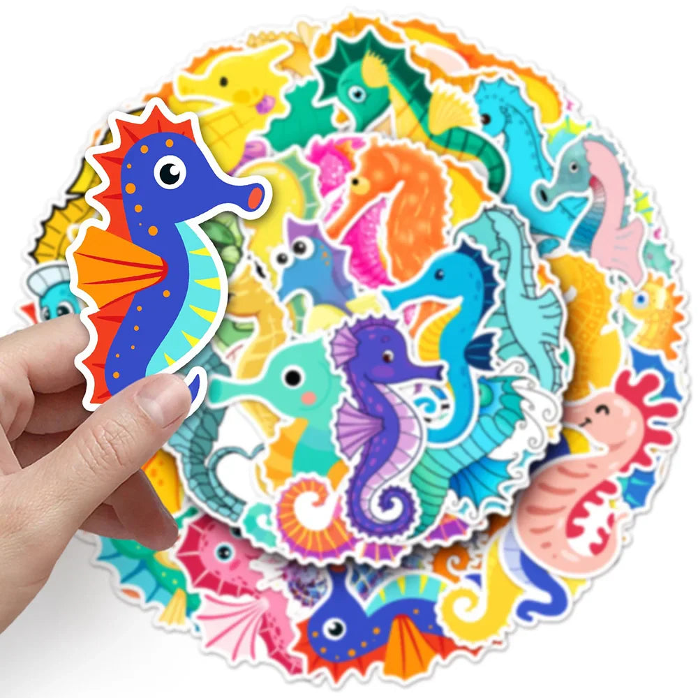 Sea Animal Seahorse Stickers for Phone Laptop Luggage Skateboard Kids Gift (Online Order Only)