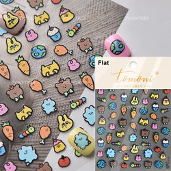Graffiti Rabbit Dog Bunny Milk Strawberry Jewel Candy Knife Envelope Soft Relief Adhesive Nail Art Stickers Cute Manicure Decals (Online Order Only)