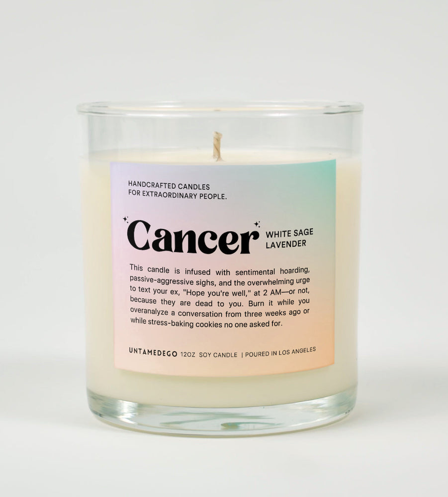 Cancer Astrology Glass Candle (ONLINE ORDER ONLY)