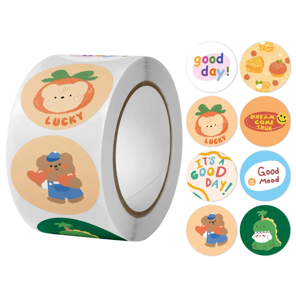100-500pcs Round Cute Cartoon Rabbit Stickers Children Stationery Reward Stickers Gift Package Sealing Decor Labels (ONLINE ORDER ONLY)
