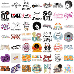 Soul Sister Stickers 50PCS Waterproof Aesthetic Decals for Phone Laptop Suitcase Skateboard Guitar (Online Order Only)