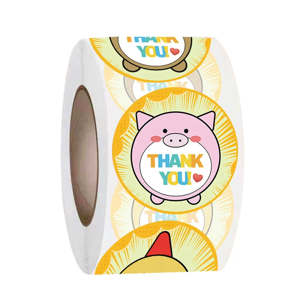 100-500pcs Cartoon Thank You Stickers For Seal Packaging Decoration Stickers School Teacher Kids Student Stationery Stickers (ONLINE ORDER ONLY)