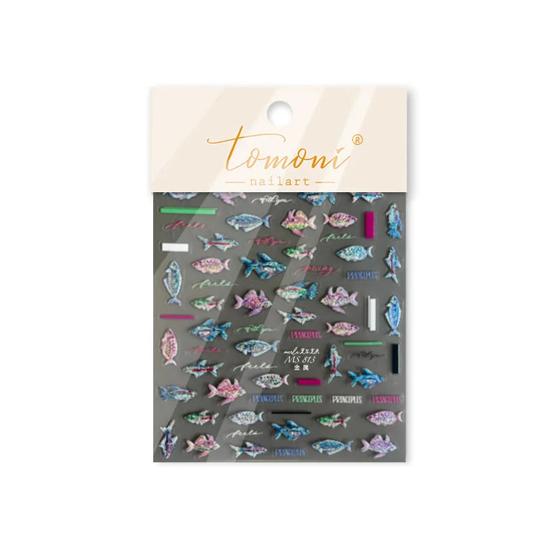 Deep Sea Animal Fish Shoal of Fish Whale Coral Dolphin Summer Beach Cute Jellyfish Bubble Bathyal Fauna Nail Art Stickers Decals (ONLINE ORDER ONLY)