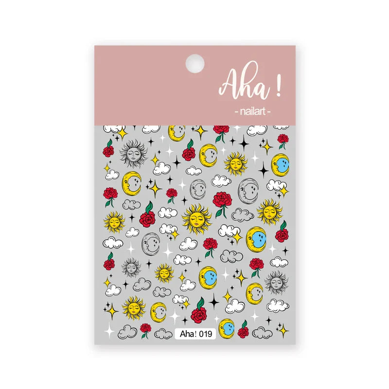 1pc Cute White Cloud Nail Stickers Ultra Thin Nail Art Stickers Self Adhesive Decals Star Moon/Flower/Clouds Kawaii Nail Decals (Online Order Only)